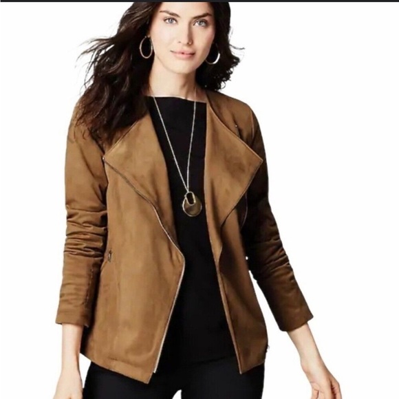 J. Jill Jackets & Blazers - J Jill Brown Suede Moto Jacket